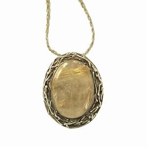 Vintage Sterling Silver Rutilated Quartz Pendant Necklace Signed ZOE Artisan